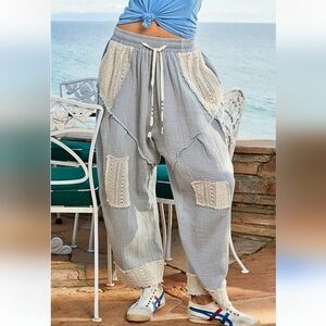 POL New Gauze Lace Slouchy Loose Fit Harem Pants
